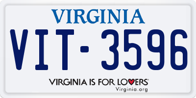 VA license plate VIT3596