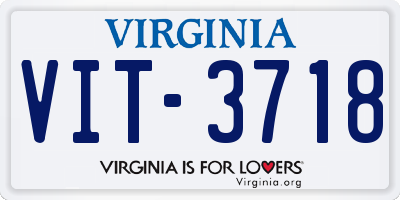 VA license plate VIT3718