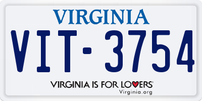 VA license plate VIT3754