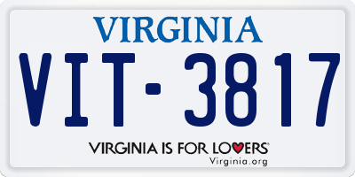 VA license plate VIT3817