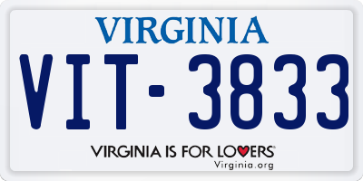 VA license plate VIT3833