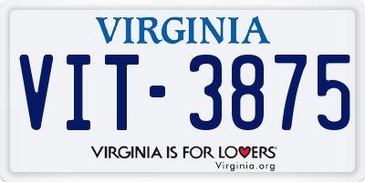VA license plate VIT3875