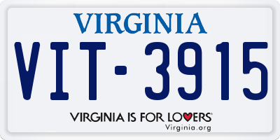VA license plate VIT3915