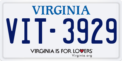 VA license plate VIT3929