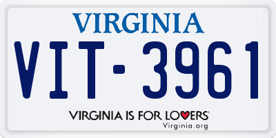 VA license plate VIT3961