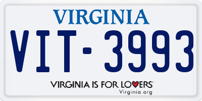 VA license plate VIT3993