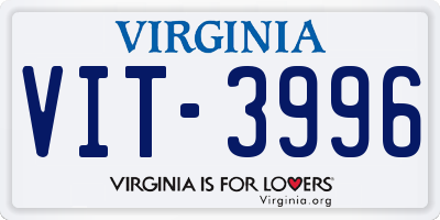 VA license plate VIT3996