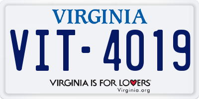 VA license plate VIT4019
