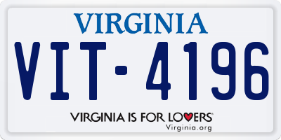 VA license plate VIT4196