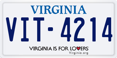 VA license plate VIT4214