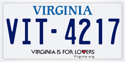 VA license plate VIT4217