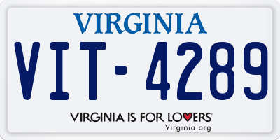VA license plate VIT4289