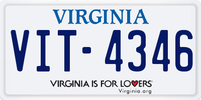 VA license plate VIT4346