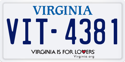 VA license plate VIT4381