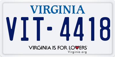VA license plate VIT4418