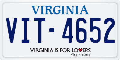 VA license plate VIT4652