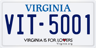 VA license plate VIT5001