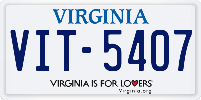 VA license plate VIT5407