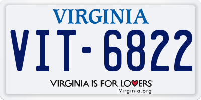 VA license plate VIT6822