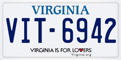 VA license plate VIT6942