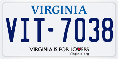 VA license plate VIT7038