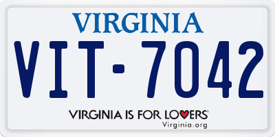 VA license plate VIT7042