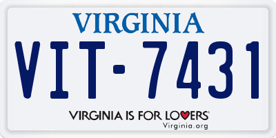 VA license plate VIT7431