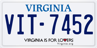 VA license plate VIT7452