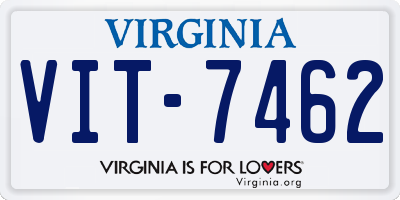 VA license plate VIT7462