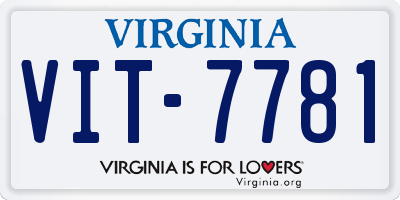 VA license plate VIT7781