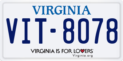 VA license plate VIT8078
