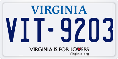 VA license plate VIT9203