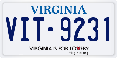 VA license plate VIT9231