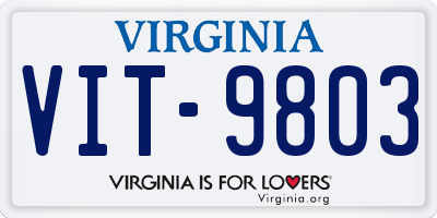 VA license plate VIT9803