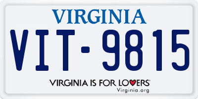 VA license plate VIT9815