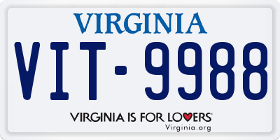 VA license plate VIT9988