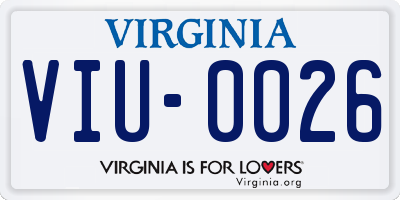 VA license plate VIU0026