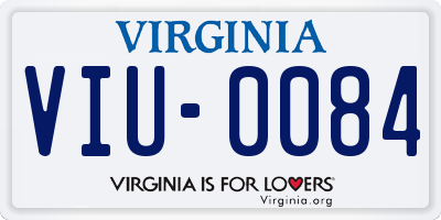 VA license plate VIU0084