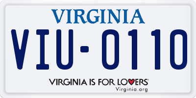 VA license plate VIU0110