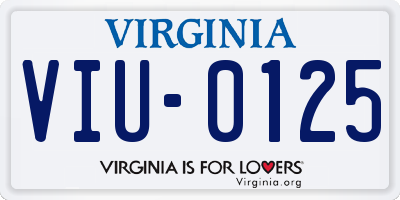 VA license plate VIU0125