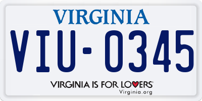 VA license plate VIU0345