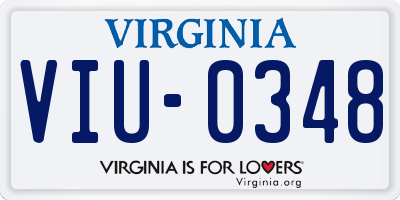VA license plate VIU0348