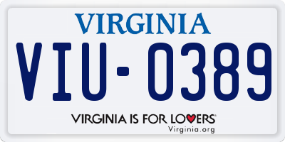 VA license plate VIU0389