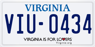 VA license plate VIU0434