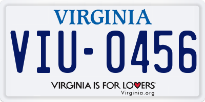 VA license plate VIU0456