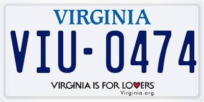 VA license plate VIU0474