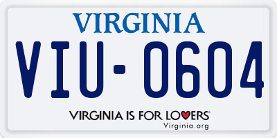 VA license plate VIU0604