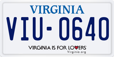 VA license plate VIU0640