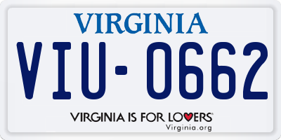 VA license plate VIU0662