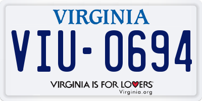 VA license plate VIU0694